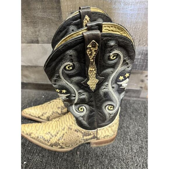 El General Lizard/Snake Skin Western Boots Pointed Toe Embroid Sz 8 - Picture 3 of 9